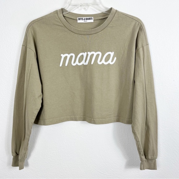 BFFS & BABES Crewneck Graphic Mama Long Sleeve Cropped Tee - Picture 1 of 4